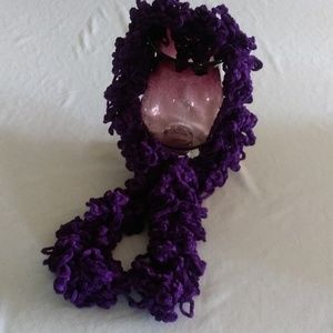 Handmade Scarf. Purple Chenille 60"x4"